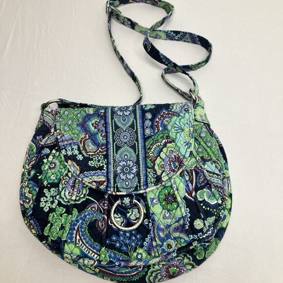 Vera Bradley Saddle Up Blue Green Rhapsody Hobo Purse Handbag Pockets RETIRED - Picture 3 of 16